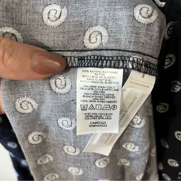 NWOT LOFT Navy Ocean Shell Smocked Pockets Ruffle Midi Tank Dress - Picture 11 of 15